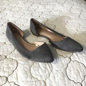 Gray Faux-Suede D’Orsay Flats. Size 7.